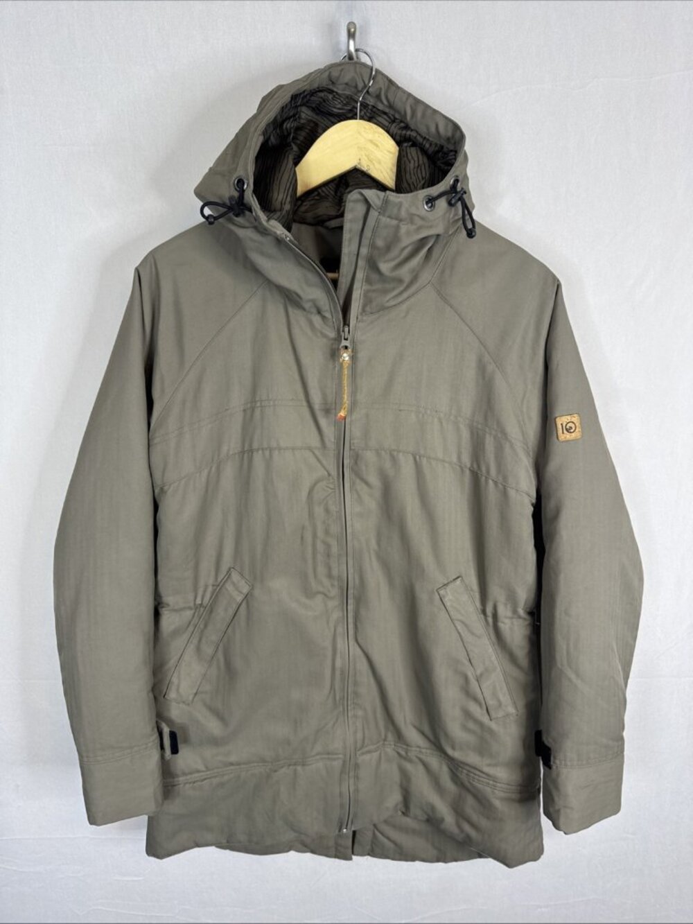 Tentree Womens Hooded Jacket Medium Olive Green Full Zip Outdoor Hiking Coat
